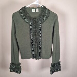 HWR Anthropologie Wool Cardigan‎ Lace Romantic Whimsi Elegant Evening Jacket M